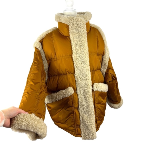 STAND STUDIO Dorothy Coat Down Jacket Caramel/Natural White Size 44 USA 12 - Picture 7 of 16